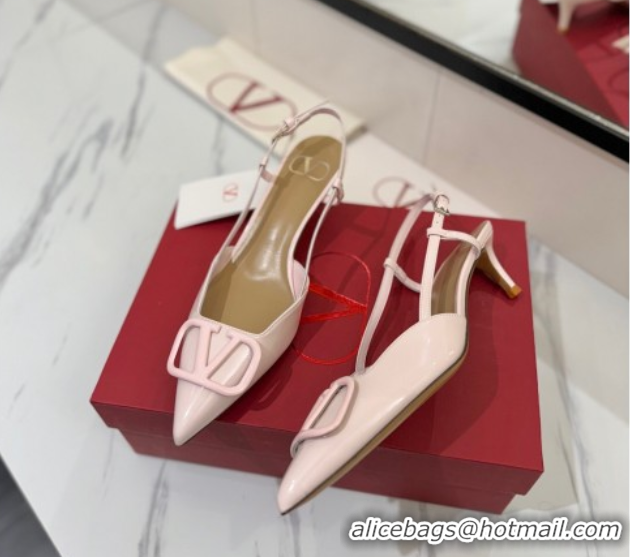 Low Price Valentino VLogo Signature Slingback Pumps 4.5cm in Patent Calfskin Light Pink VA082111