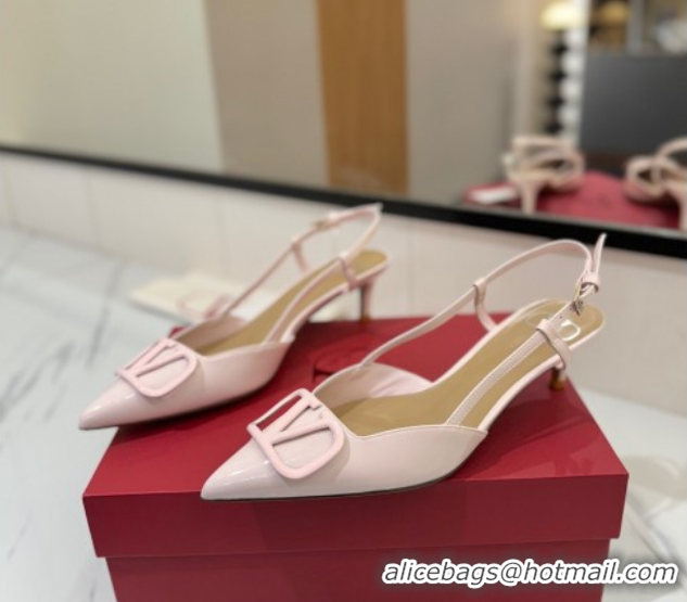 Low Price Valentino VLogo Signature Slingback Pumps 4.5cm in Patent Calfskin Light Pink VA082111