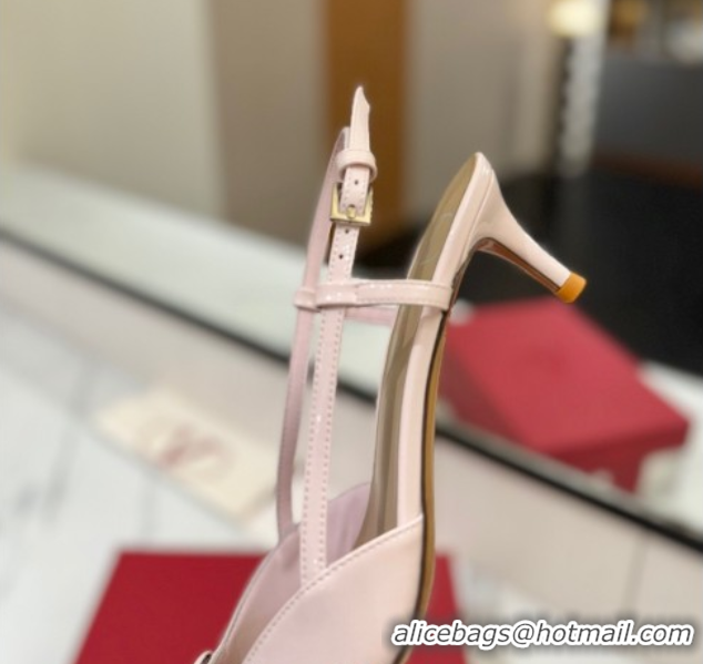 Low Price Valentino VLogo Signature Slingback Pumps 4.5cm in Patent Calfskin Light Pink VA082111