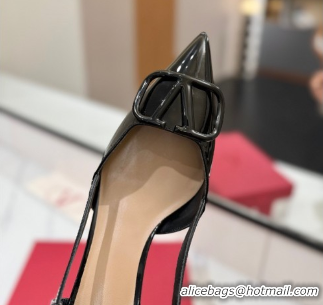 Perfect Valentino VLogo Signature Slingback Pumps 4.5cm in Patent Calfskin Black2 2025 VA082111