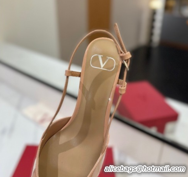 Leisure Valentino VLogo Signature Slingback Pumps 4.5cm in Patent Calfskin Pale Pink 2025 VA082111