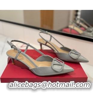 Unique Style Valentino VLogo Signature Slingback Pumps 4.5cm in Patent Calfskin Grey 2025 VA082111
