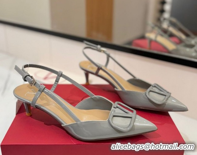 Unique Style Valentino VLogo Signature Slingback Pumps 4.5cm in Patent Calfskin Grey 2025 VA082111