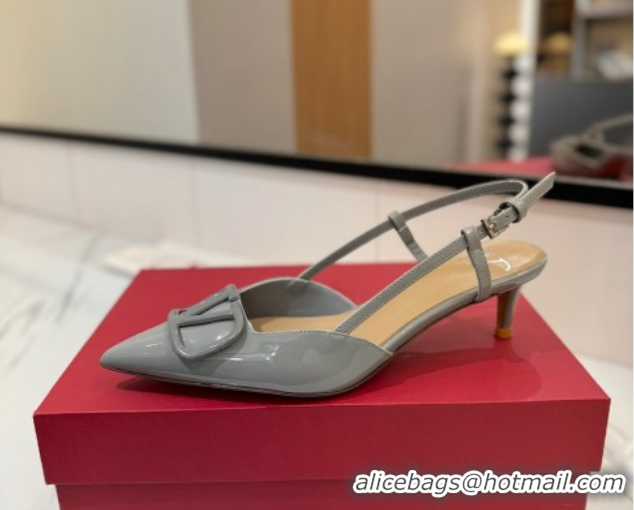 Unique Style Valentino VLogo Signature Slingback Pumps 4.5cm in Patent Calfskin Grey 2025 VA082111