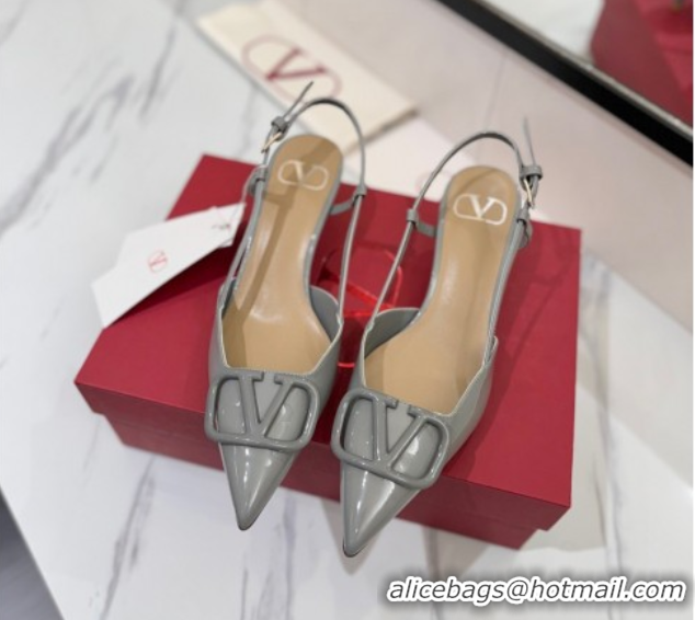 Unique Style Valentino VLogo Signature Slingback Pumps 4.5cm in Patent Calfskin Grey 2025 VA082111