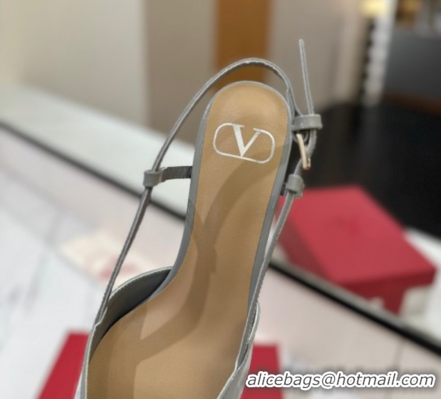 Unique Style Valentino VLogo Signature Slingback Pumps 4.5cm in Patent Calfskin Grey 2025 VA082111