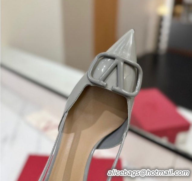 Unique Style Valentino VLogo Signature Slingback Pumps 4.5cm in Patent Calfskin Grey 2025 VA082111