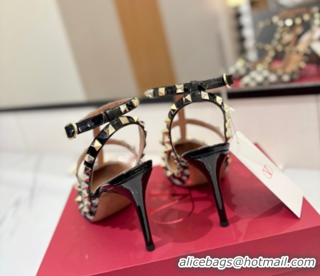 Best Product Valentino Rockstud Pumps 10cm in Tweed with Double Strap Black/White 0821110
