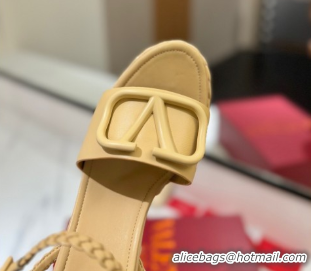 Low Cost Valentino VLogo Calfskin Leather Platform Sandals 11.5cm Yellow 2025 VA082112