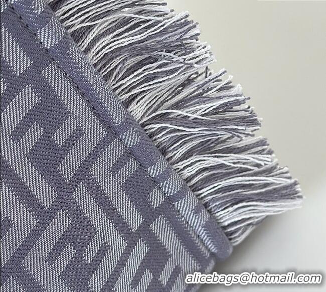 Promotional Fendi Summer Tote Bag in Blue denim-effect FF jacquard with Fringes 8683 Light Blue 2025