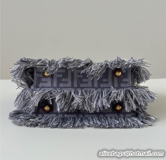 Grade Design Fendi Peekaboo ISeeU Petite Bag in Blue denim-effect FF jacquard with fringes F8682 2025