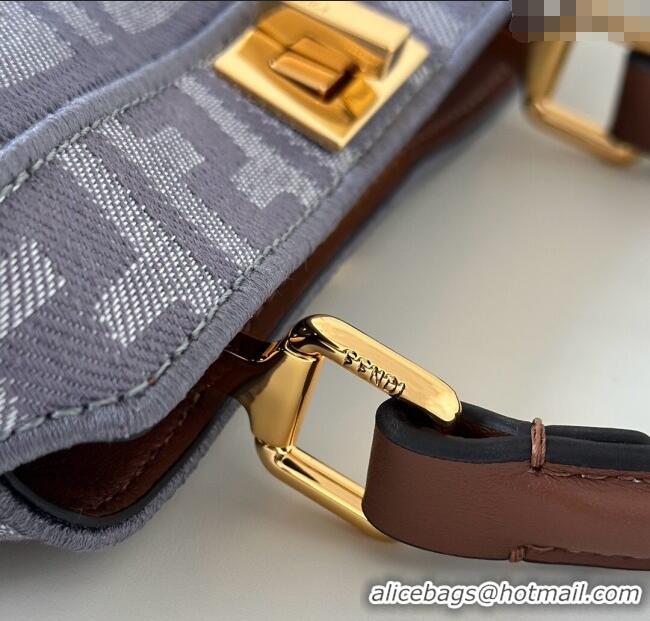 Grade Design Fendi Peekaboo ISeeU Petite Bag in Blue denim-effect FF jacquard with fringes F8682 2025