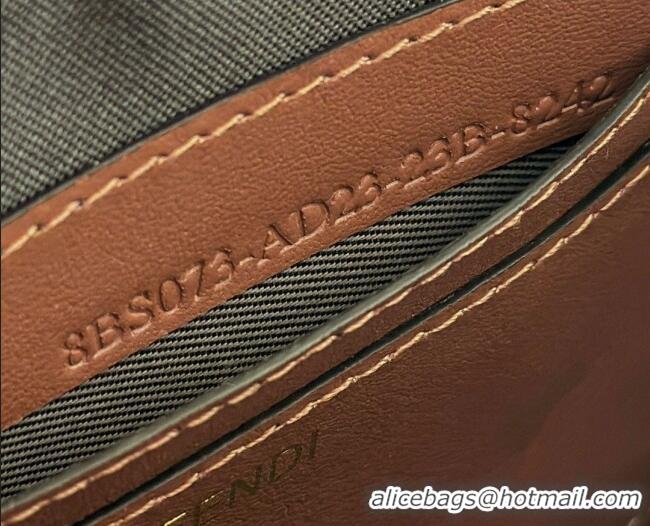Super Quality Fendi Baguette Pouch Mini Bag in Blue denim-effect FF jacquard with fringes 073D 2025