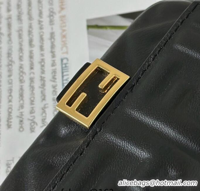 Best Price Fendi Nano Baguette Charm in Black FF Lambskin Leather 0136F Black 2025