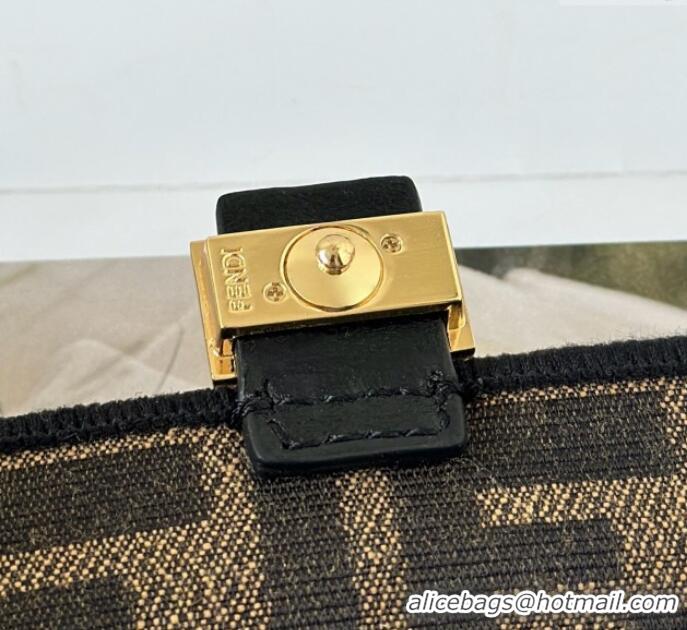 Super Quality Fendi Nano Baguette Charm in Brown FF jacquard fabric F0136 2025