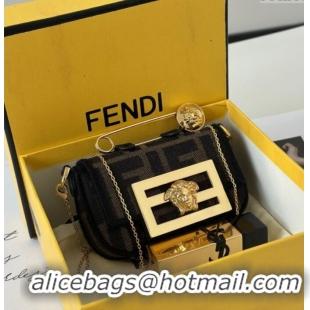 Trendy Design Versace x Fendi Baguette Charm in Brown FF jacquard fabric 8567A 2025