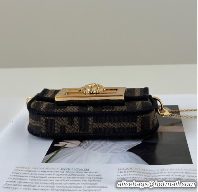 Trendy Design Versace x Fendi Baguette Charm in Brown FF jacquard fabric 8567A 2025