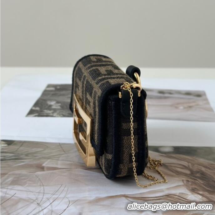 Reasonable Price Fendi Nano Baguette Charm in Brown FF jacquard fabric 8567E 2025