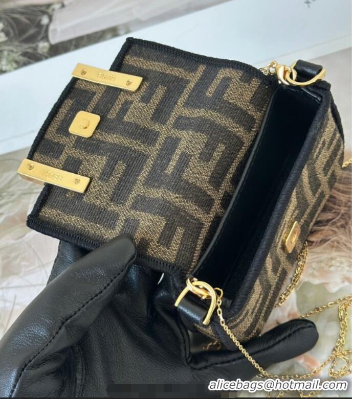 Reasonable Price Fendi Nano Baguette Charm in Brown FF jacquard fabric 8567E 2025