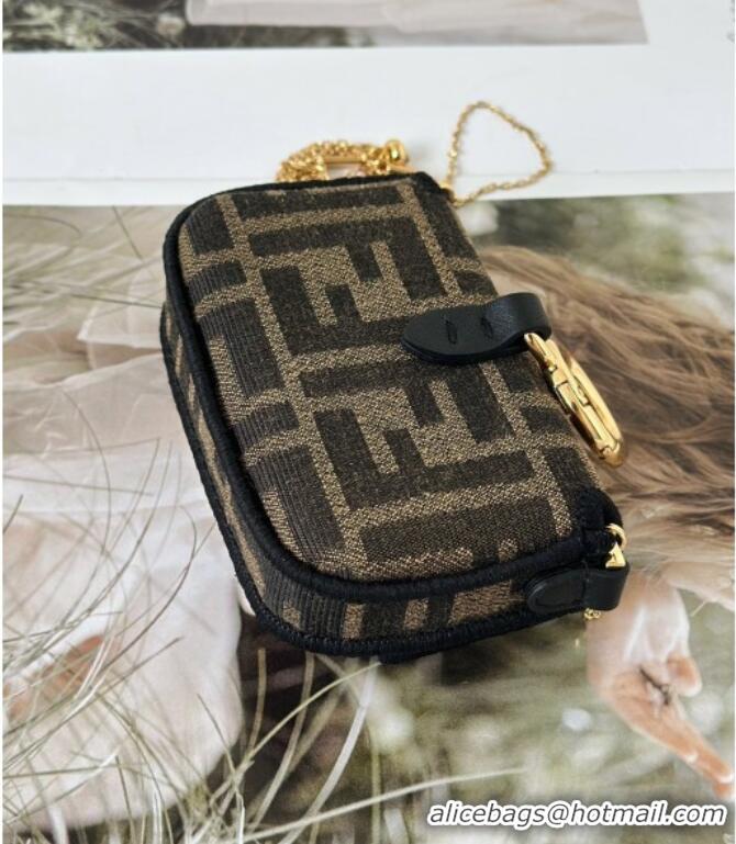 Reasonable Price Fendi Nano Baguette Charm in Brown FF jacquard fabric 8567E 2025