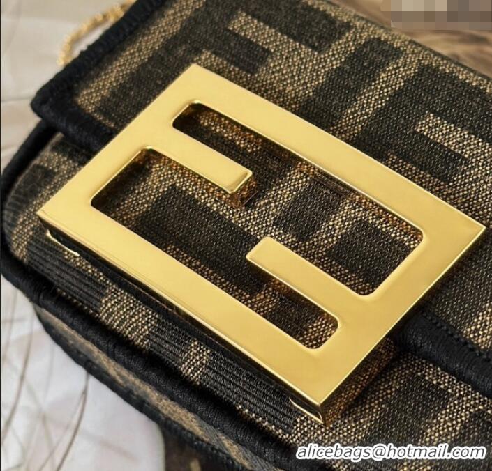 Reasonable Price Fendi Nano Baguette Charm in Brown FF jacquard fabric 8567E 2025