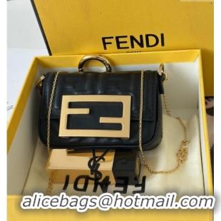 Trendy Design Fendi Nano Baguette Charm in FF Leather 8567 Black 2025