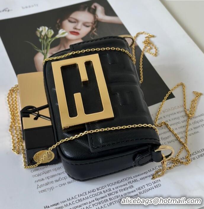 Trendy Design Fendi Nano Baguette Charm in FF Leather 8567 Black 2025