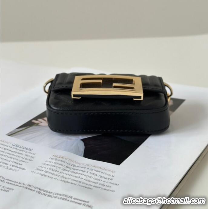 Trendy Design Fendi Nano Baguette Charm in FF Leather 8567 Black 2025