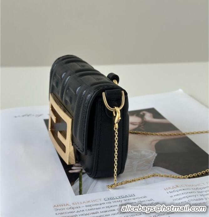 Trendy Design Fendi Nano Baguette Charm in FF Leather 8567 Black 2025