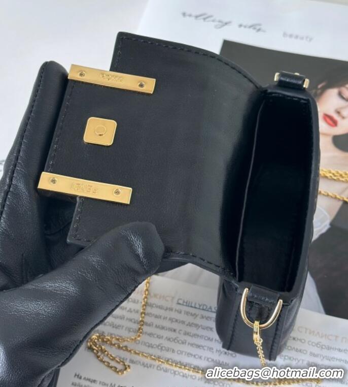 Trendy Design Fendi Nano Baguette Charm in FF Leather 8567 Black 2025