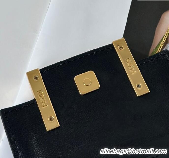 Trendy Design Fendi Nano Baguette Charm in FF Leather 8567 Black 2025