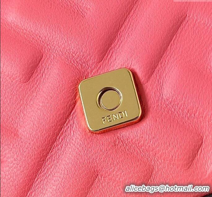 New Design Fendi Nano Baguette Charm in FF Leather 8567 Pink 2025