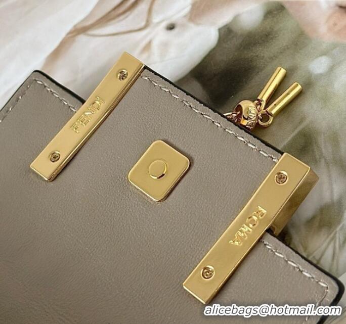 Best Quality Fendi Nano Baguette Charm in FF Leather 8567 Grey 2025