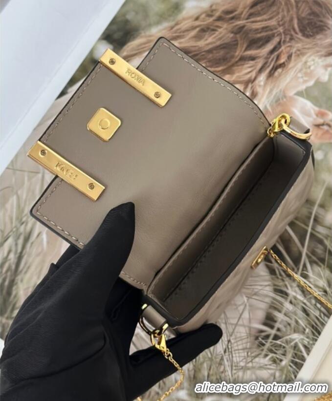 Best Quality Fendi Nano Baguette Charm in FF Leather 8567 Grey 2025