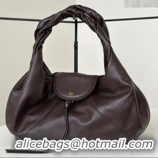 Best Design Fendi Spy Large Bag in Leather 80888L Dark Brown 2025