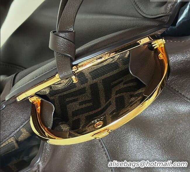 Best Design Fendi Spy Large Bag in Leather 80888L Dark Brown 2025