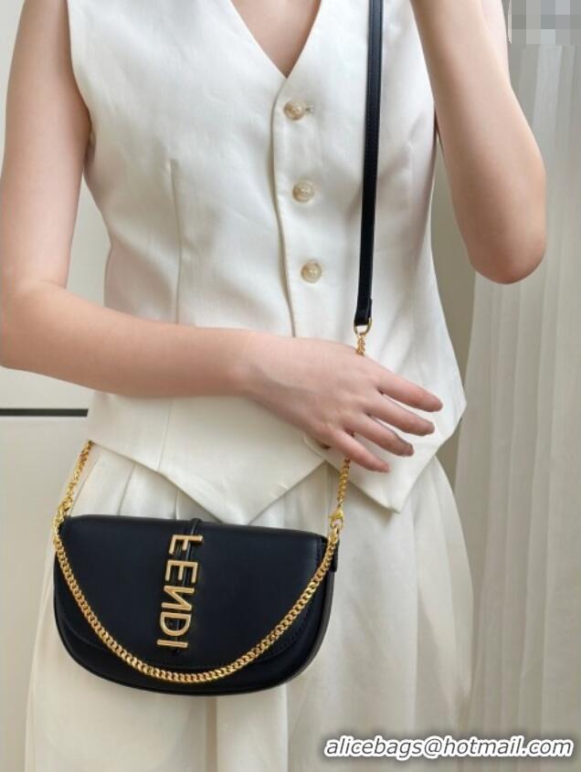 Super Quality Fendi Fendigraphy Wallet on Chain Mini bag in Leather 8687 Black 2025
