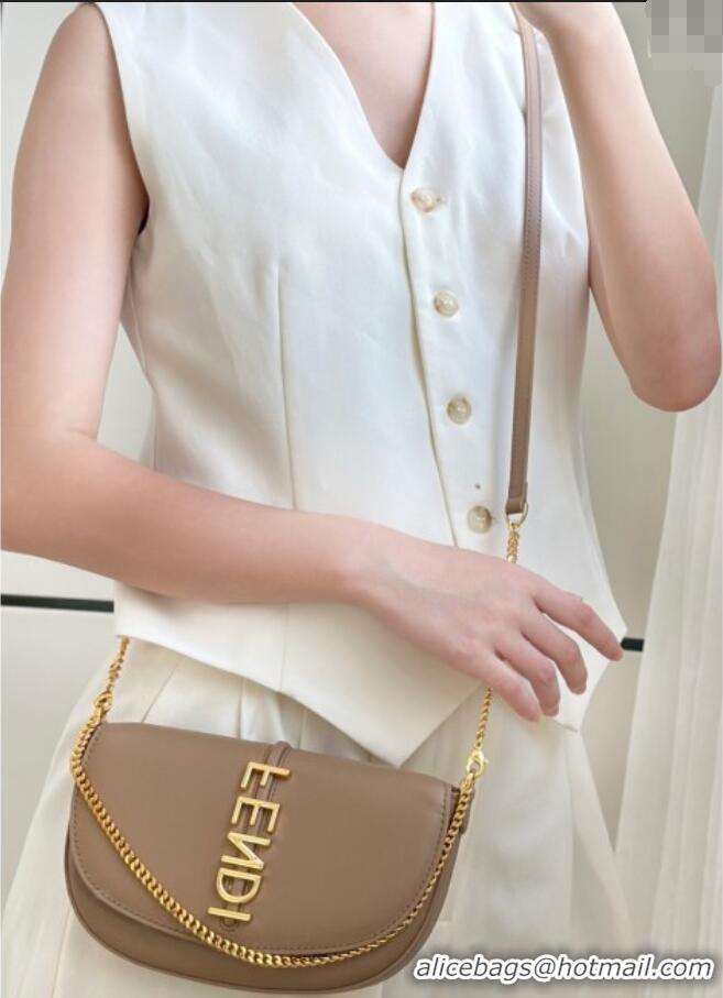 Well Crafted Fendi Fendigraphy Wallet on Chain Mini bag in Leather 8687 Apricot 2025