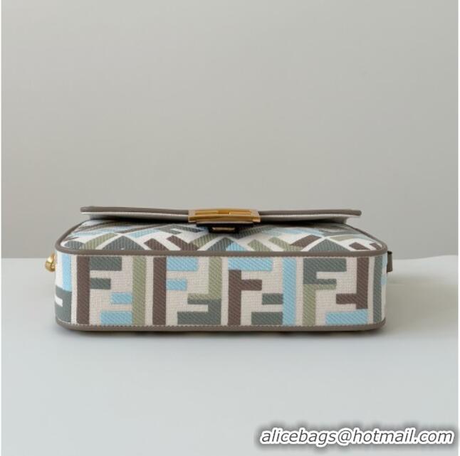 Top Quality Fendi Baguette Medium Bag in Canvas with FF embroidery 0159M Green/Blue/Multicolor 2025