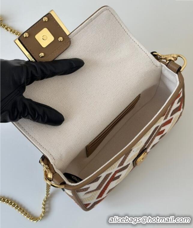Hot Sell Cheap Fendi Baguette Mini Bag in Canvas with FF embroidery 0159S Red/Multicolor 2025