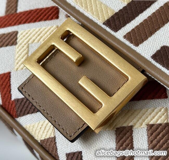 Best Quality Fendi Baguette Medium Bag in Canvas with FF embroidery 0159M Red/Multicolor 2025