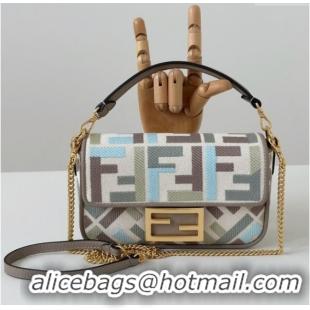 Well Crafted Fendi Baguette Mini Bag in Canvas with FF embroidery 0159S Green/Blue/Multicolor 2025
