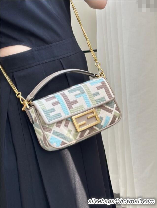 Well Crafted Fendi Baguette Mini Bag in Canvas with FF embroidery 0159S Green/Blue/Multicolor 2025