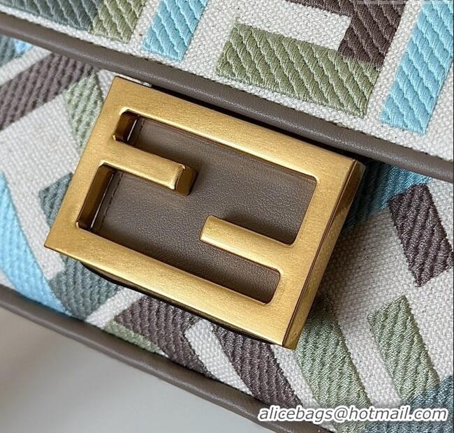 Well Crafted Fendi Baguette Mini Bag in Canvas with FF embroidery 0159S Green/Blue/Multicolor 2025