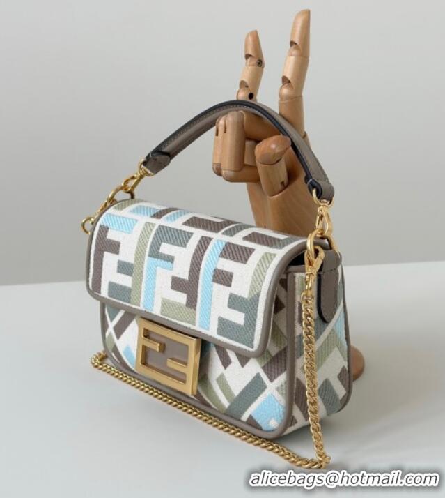 Well Crafted Fendi Baguette Mini Bag in Canvas with FF embroidery 0159S Green/Blue/Multicolor 2025