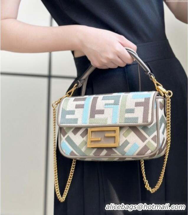 Well Crafted Fendi Baguette Mini Bag in Canvas with FF embroidery 0159S Green/Blue/Multicolor 2025