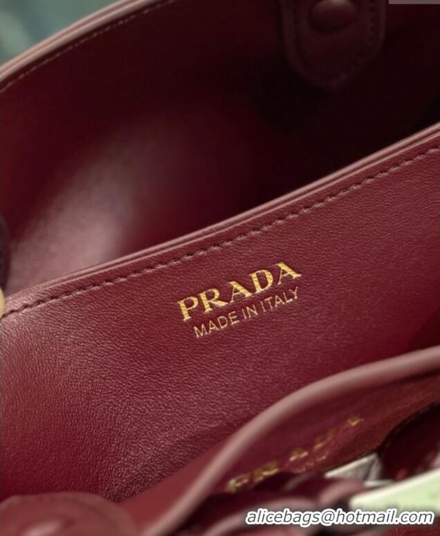 Free Shipping Discount Prada Buckle medium suede handbag with belt 1BA434 Red 2025