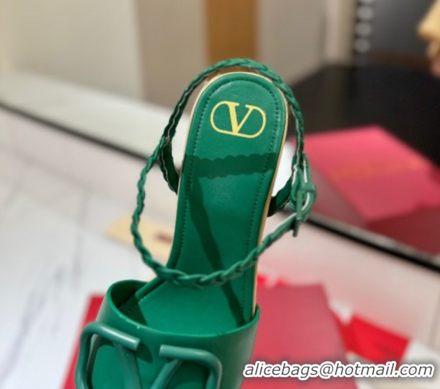 Unique Style Valentino VLogo Calfskin Leather Platform Sandals 11.5cm Green 2025 VA082112