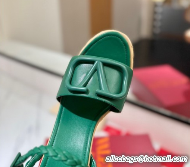 Unique Style Valentino VLogo Calfskin Leather Platform Sandals 11.5cm Green 2025 VA082112