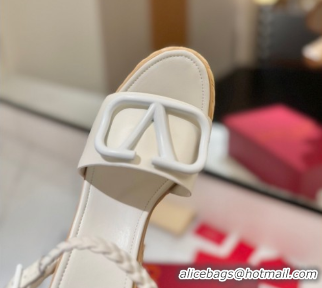 Buy Discount Valentino VLogo Calfskin Leather Platform Sandals 11.5cm White 2025 VA082112 0821121